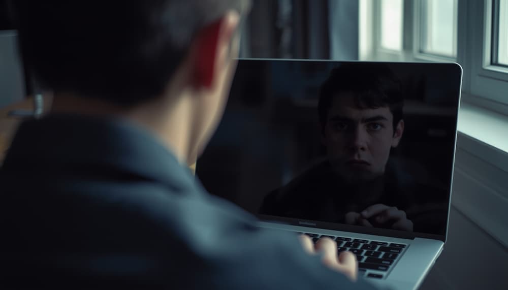 отражение человека в ноутбуке