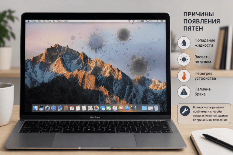 Пятна на экране MacBook